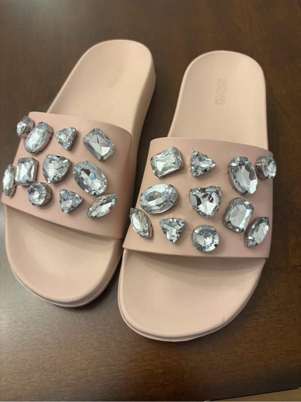 Michael Kors Blush Pink Jeweled Slide Sandals